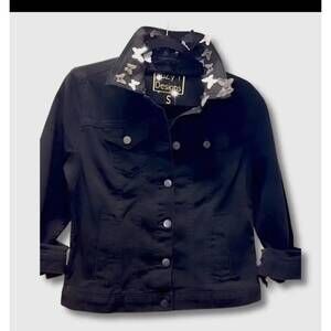 NEW SUZY T women's butterfly jean jacket in black